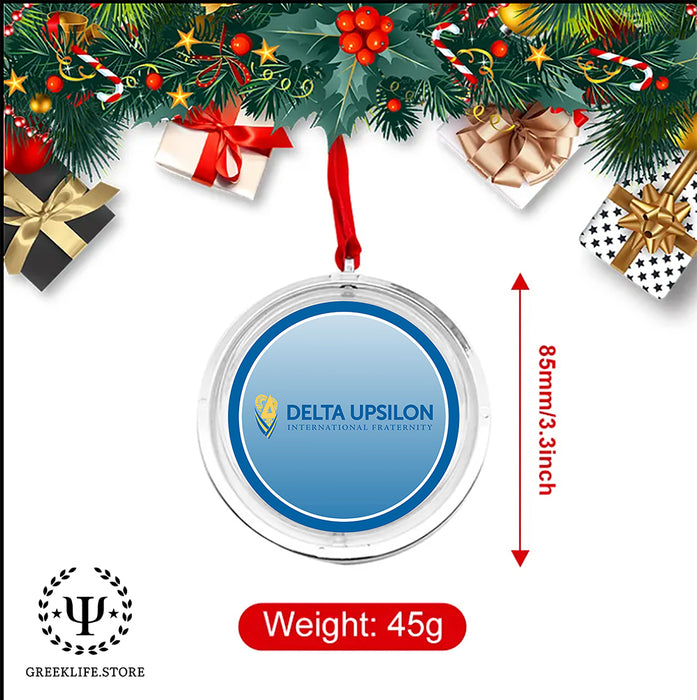 Delta Upsilon Christmas Reversible Flat Round Ornament