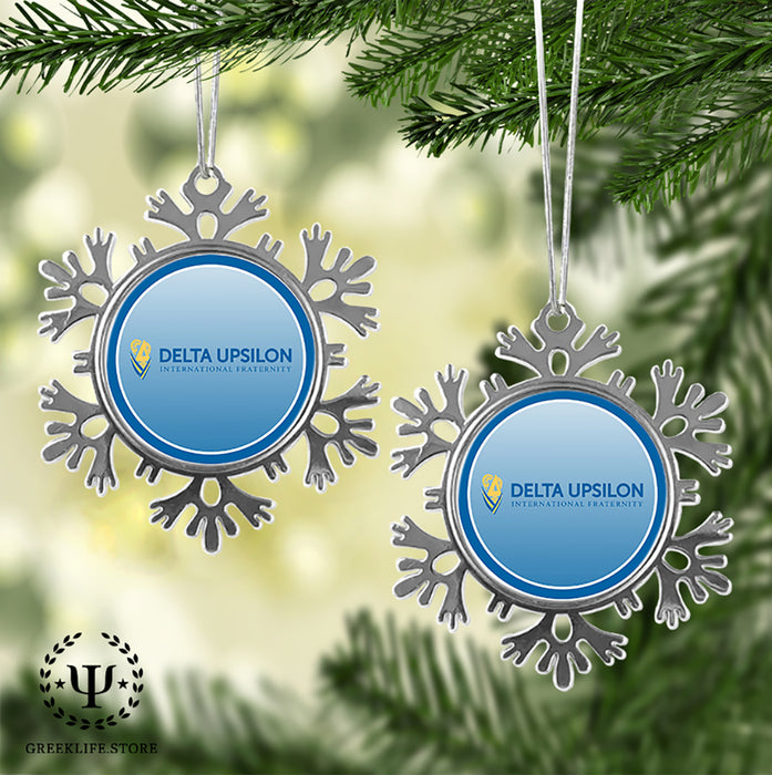 Delta Upsilon Christmas Ornament - Snowflake Metal