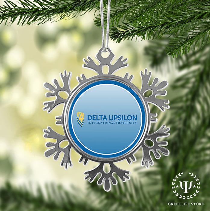 Delta Upsilon Christmas Ornament - Snowflake Metal