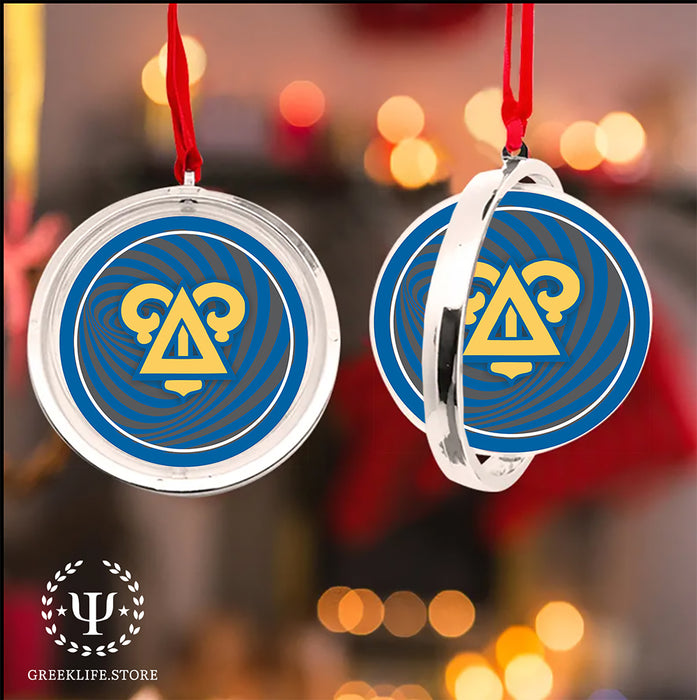 Delta Upsilon Christmas Reversible Flat Round Ornament