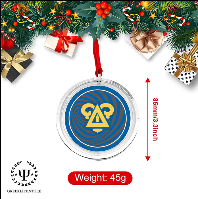 Delta Upsilon Christmas Reversible Flat Round Ornament