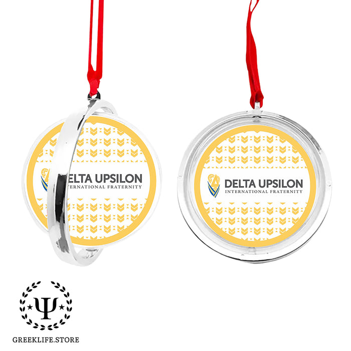 Delta Upsilon Christmas Reversible Flat Round Ornament