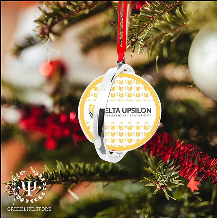 Delta Upsilon Christmas Reversible Flat Round Ornament