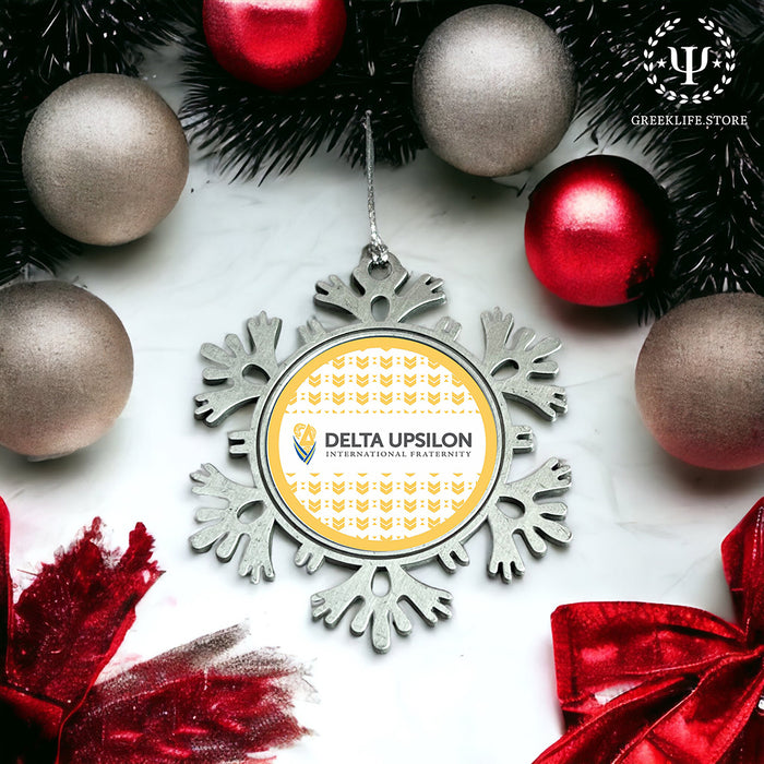 Delta Upsilon Christmas Ornament - Snowflake Metal
