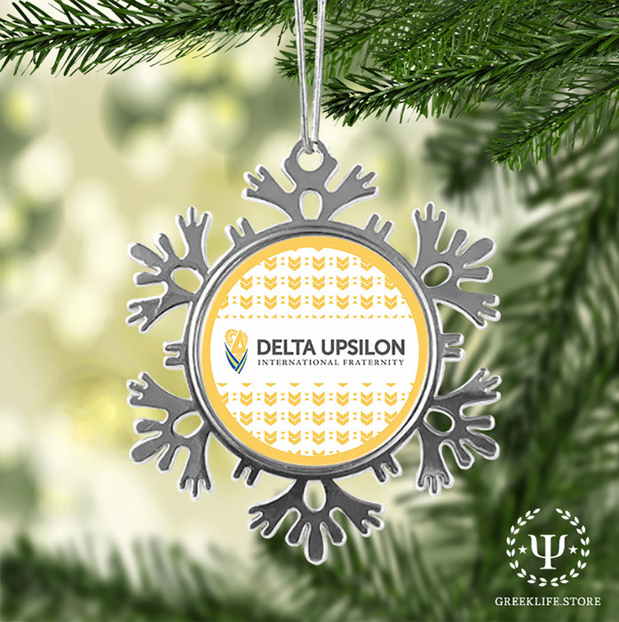 Delta Upsilon Christmas Ornament - Snowflake Metal