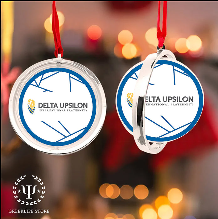 Delta Upsilon Christmas Reversible Flat Round Ornament