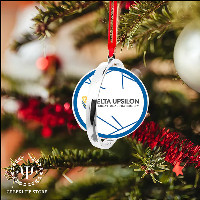 Delta Upsilon Christmas Reversible Flat Round Ornament