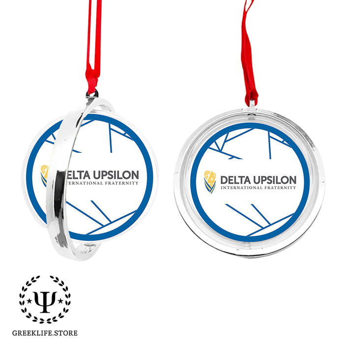 Delta Upsilon Christmas Reversible Flat Round Ornament