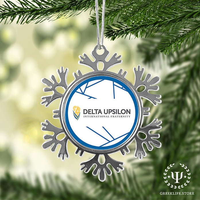 Delta Upsilon Christmas Ornament - Snowflake Metal