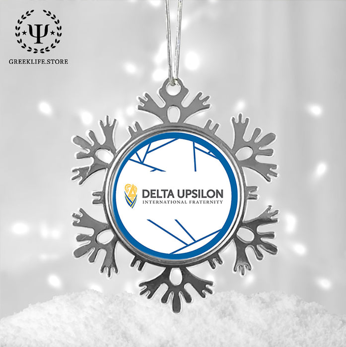 Delta Upsilon Christmas Ornament - Snowflake Metal