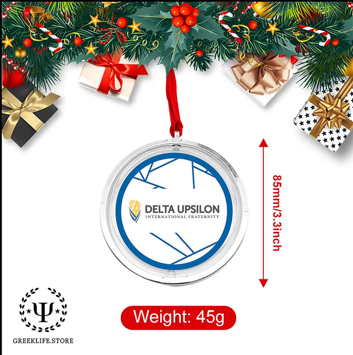 Delta Upsilon Christmas Reversible Flat Round Ornament