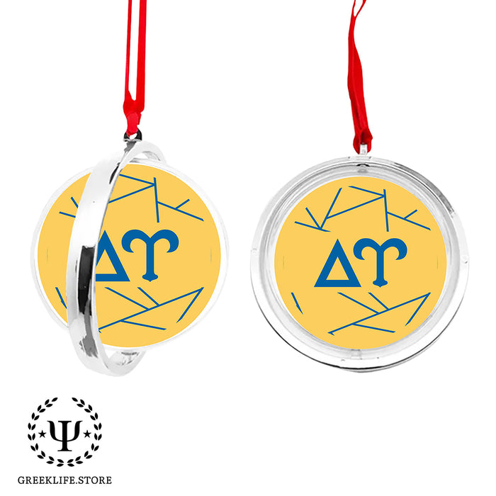 Delta Upsilon Christmas Reversible Flat Round Ornament