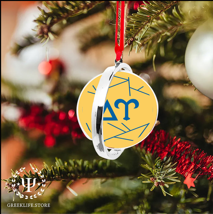 Delta Upsilon Christmas Reversible Flat Round Ornament
