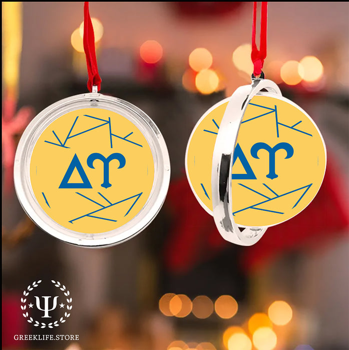 Delta Upsilon Christmas Reversible Flat Round Ornament