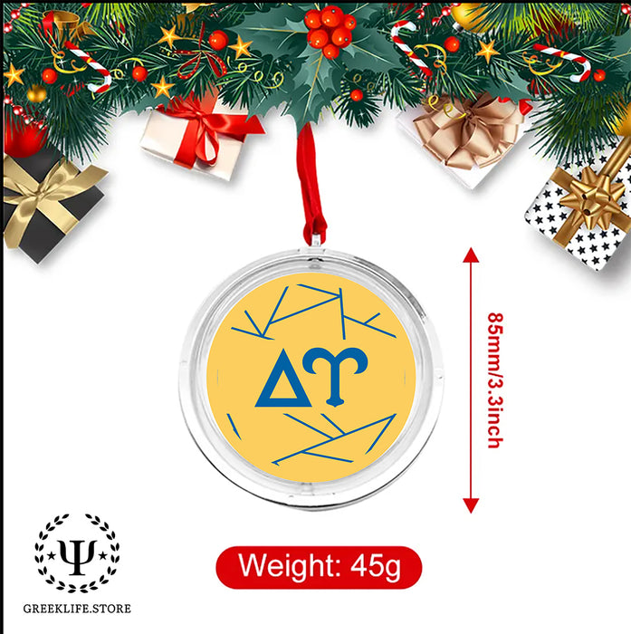 Delta Upsilon Christmas Reversible Flat Round Ornament