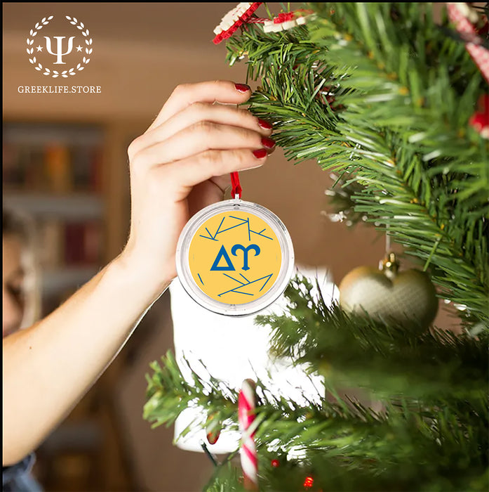 Delta Upsilon Christmas Reversible Flat Round Ornament