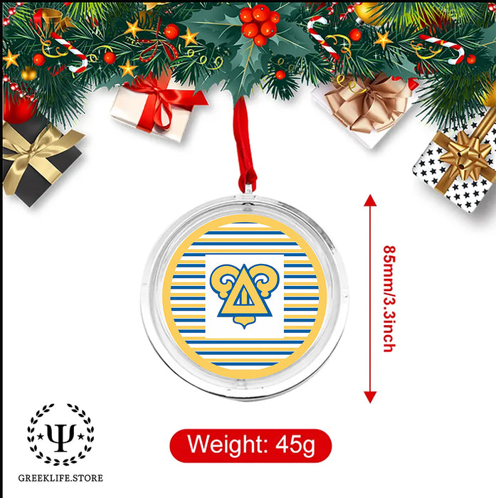 Delta Upsilon Christmas Reversible Flat Round Ornament