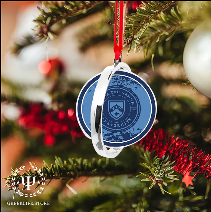 Sigma Tau Gamma Christmas Reversible Flat Round Ornament
