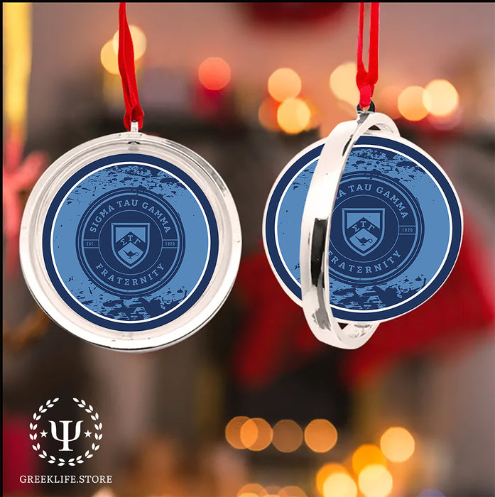Sigma Tau Gamma Christmas Reversible Flat Round Ornament