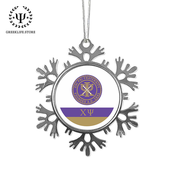 Chi Psi Christmas Ornament - Snowflake Metal