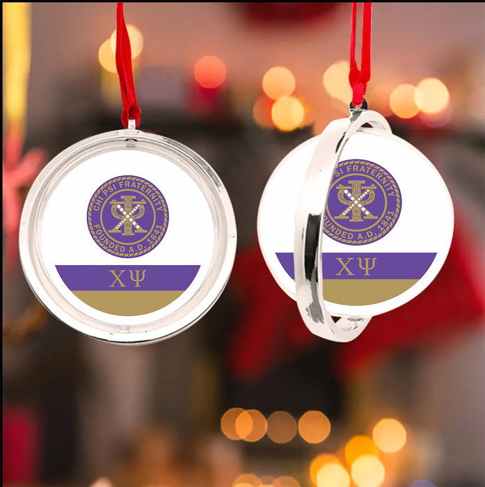 Chi Psi Christmas Reversible Flat Round Ornament