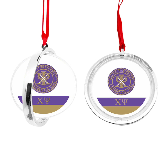 Chi Psi Christmas Reversible Flat Round Ornament