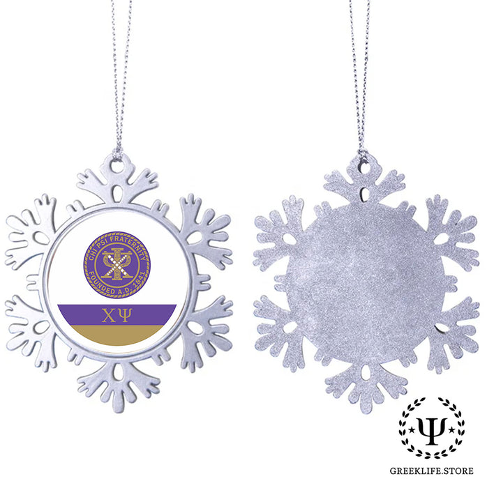 Chi Psi Christmas Ornament - Snowflake Metal