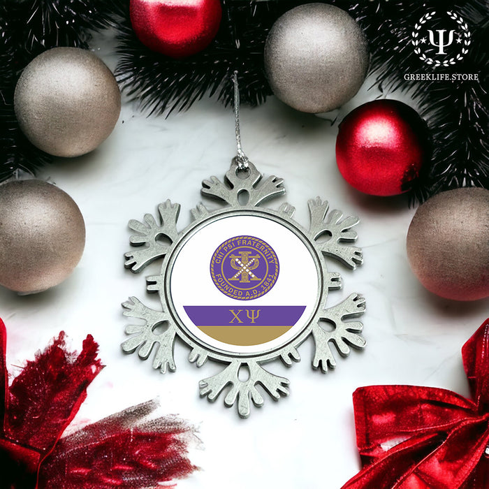 Chi Psi Christmas Ornament - Snowflake Metal
