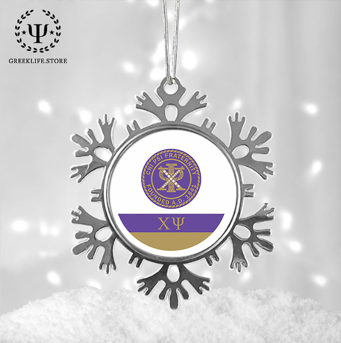 Chi Psi Christmas Ornament - Snowflake Metal
