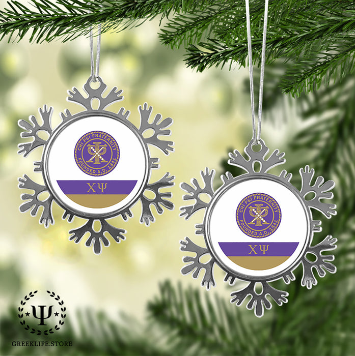 Chi Psi Christmas Ornament - Snowflake Metal