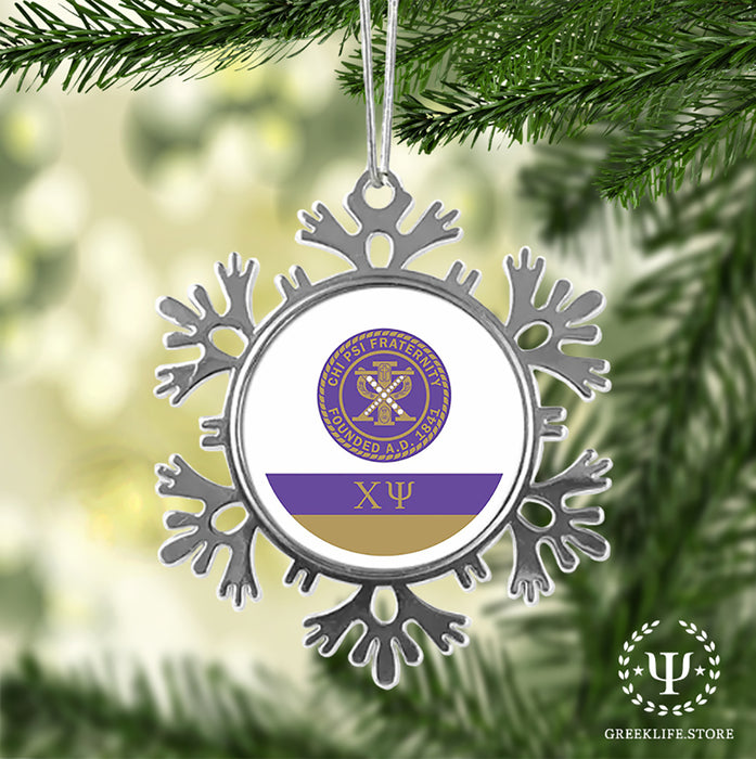 Chi Psi Christmas Ornament - Snowflake Metal