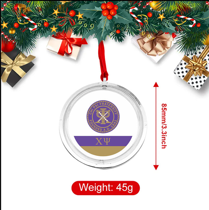 Chi Psi Christmas Reversible Flat Round Ornament