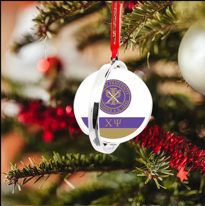 Chi Psi Christmas Reversible Flat Round Ornament