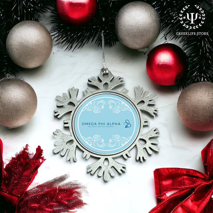 Omega Phi Alpha Christmas Ornament - Snowflake Metal