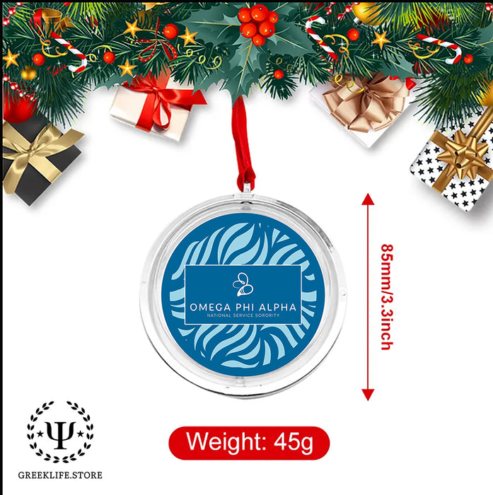 Omega Phi Alpha Christmas Reversible Flat Round Ornament