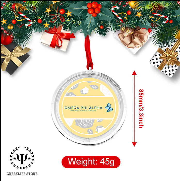Omega Phi Alpha Christmas Reversible Flat Round Ornament