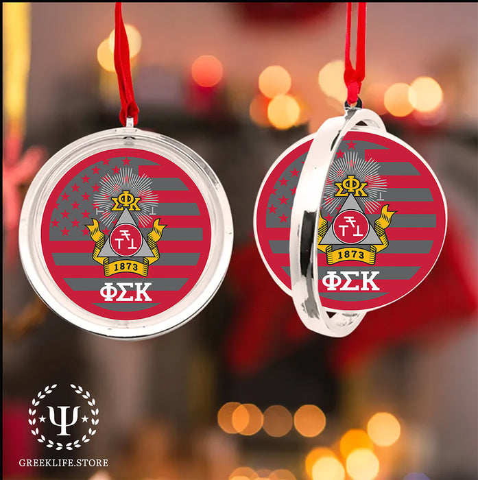 Phi Sigma Kappa Christmas Reversible Flat Round Ornament