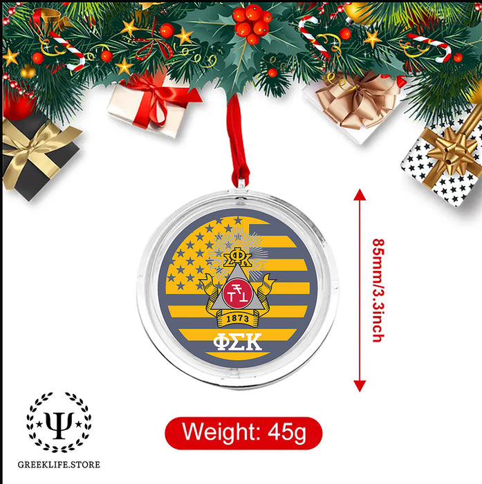 Phi Sigma Kappa Christmas Reversible Flat Round Ornament