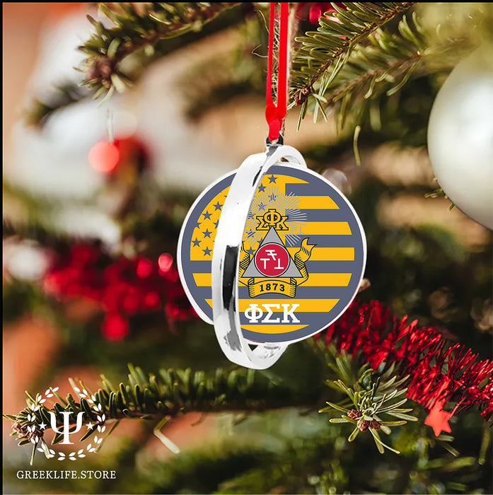 Phi Sigma Kappa Christmas Reversible Flat Round Ornament