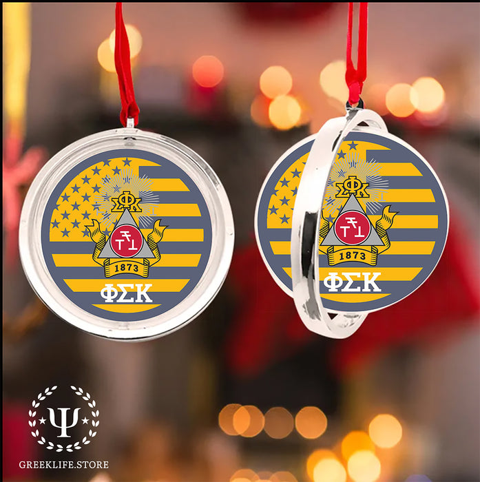 Phi Sigma Kappa Christmas Reversible Flat Round Ornament