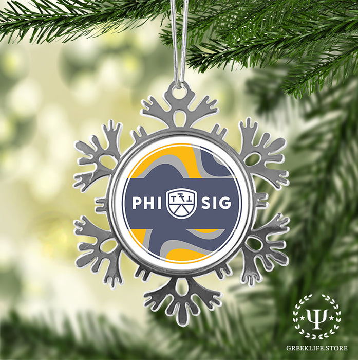 Phi Sigma Kappa Christmas Ornament - Snowflake Metal
