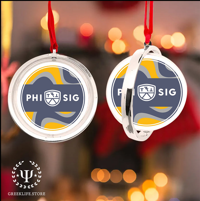 Phi Sigma Kappa Christmas Reversible Flat Round Ornament