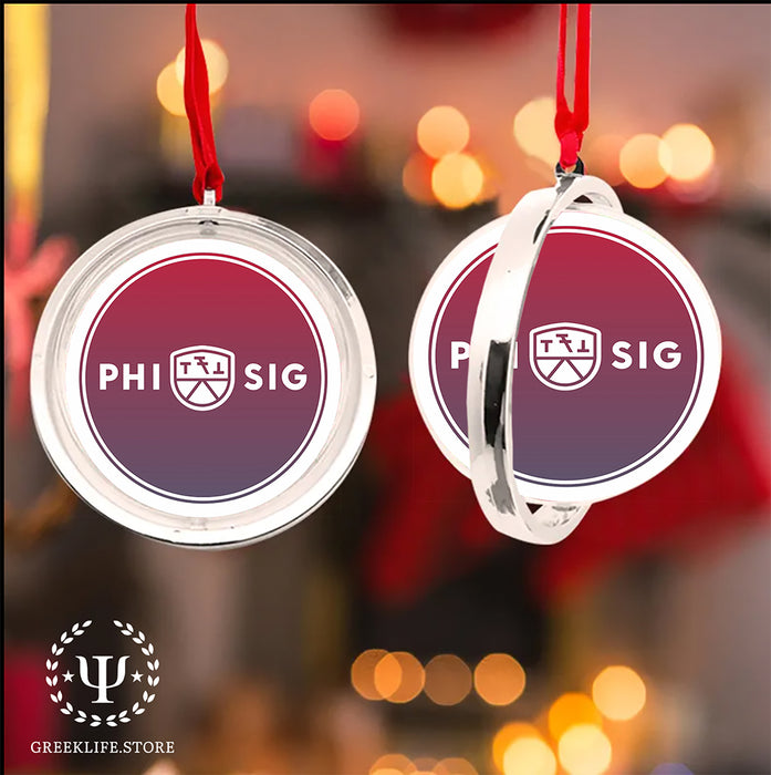 Phi Sigma Kappa Christmas Reversible Flat Round Ornament