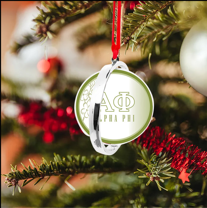 Alpha Phi Christmas Reversible Flat Round Ornament