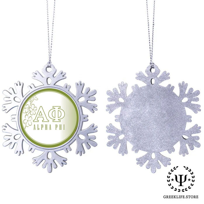 Alpha Phi Christmas Ornament - Snowflake Metal