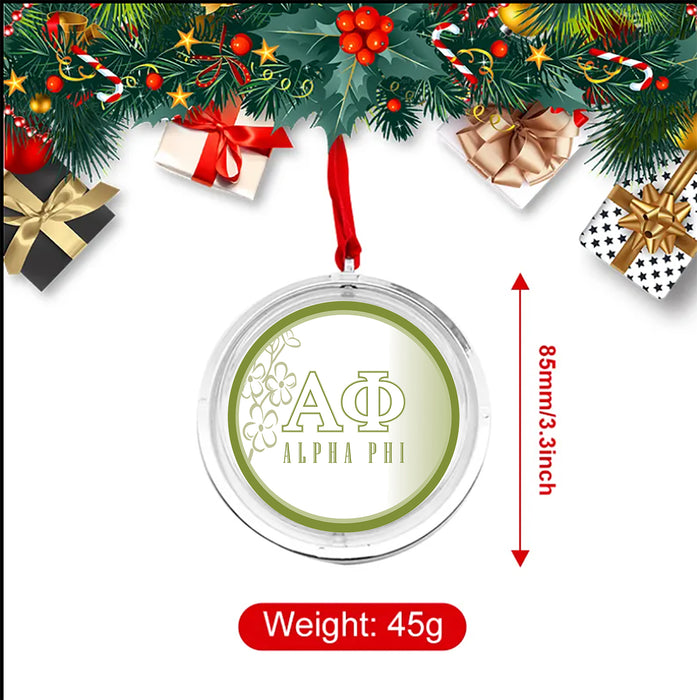 Alpha Phi Christmas Reversible Flat Round Ornament