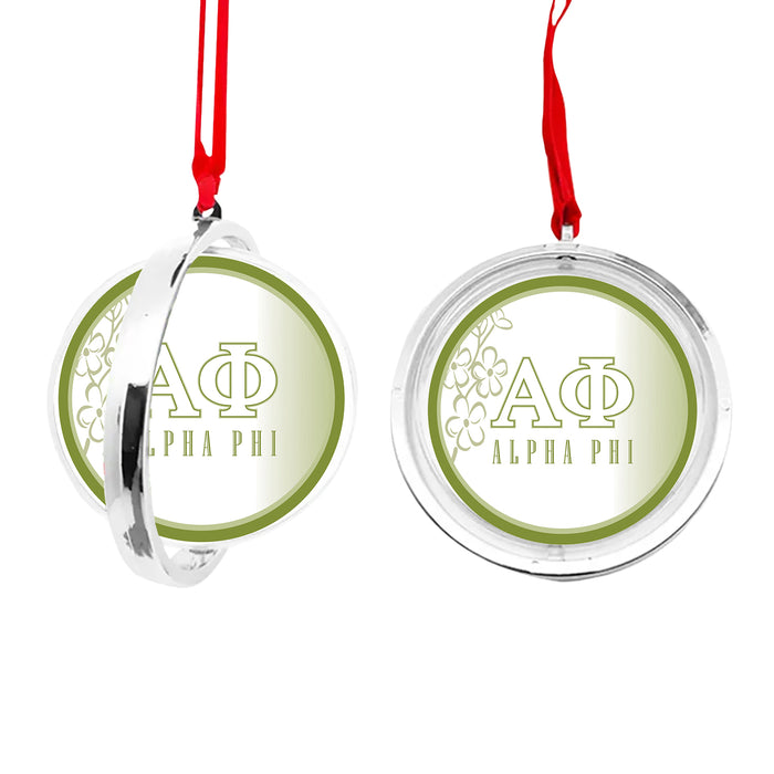 Alpha Phi Christmas Reversible Flat Round Ornament