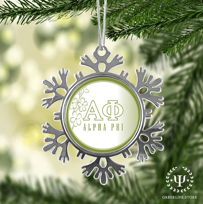 Alpha Phi Christmas Ornament - Snowflake Metal
