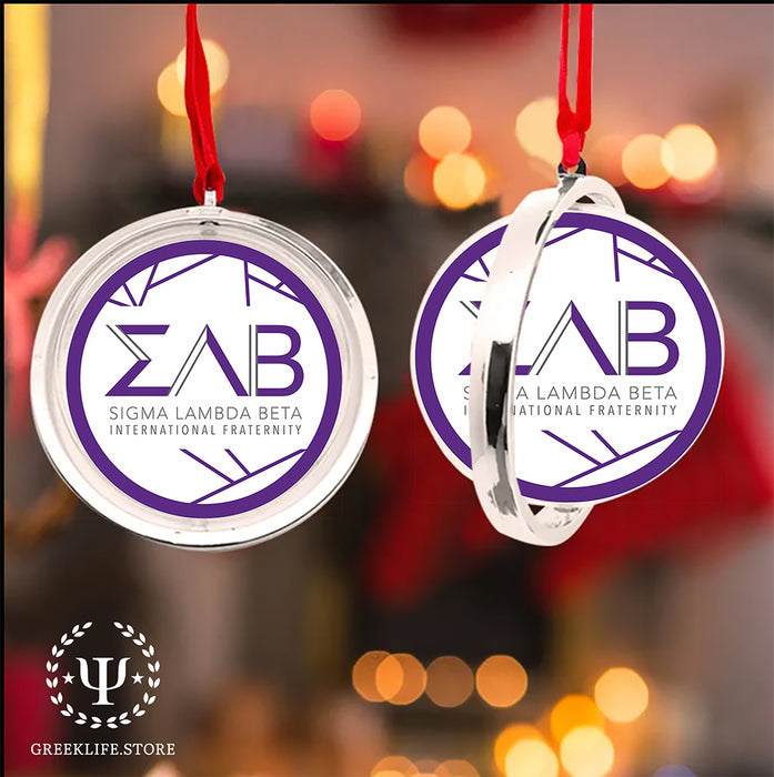 Sigma Lambda Beta Christmas Reversible Flat Round Ornament