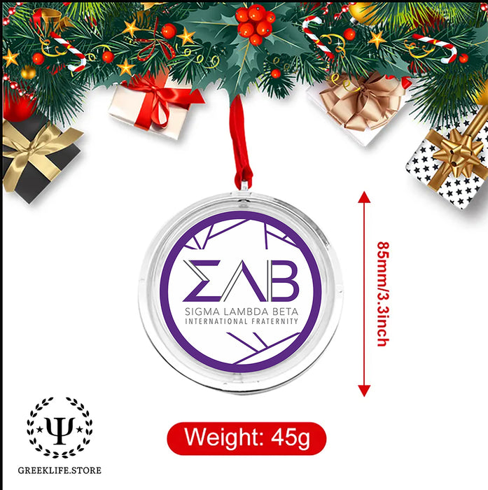Sigma Lambda Beta Christmas Reversible Flat Round Ornament
